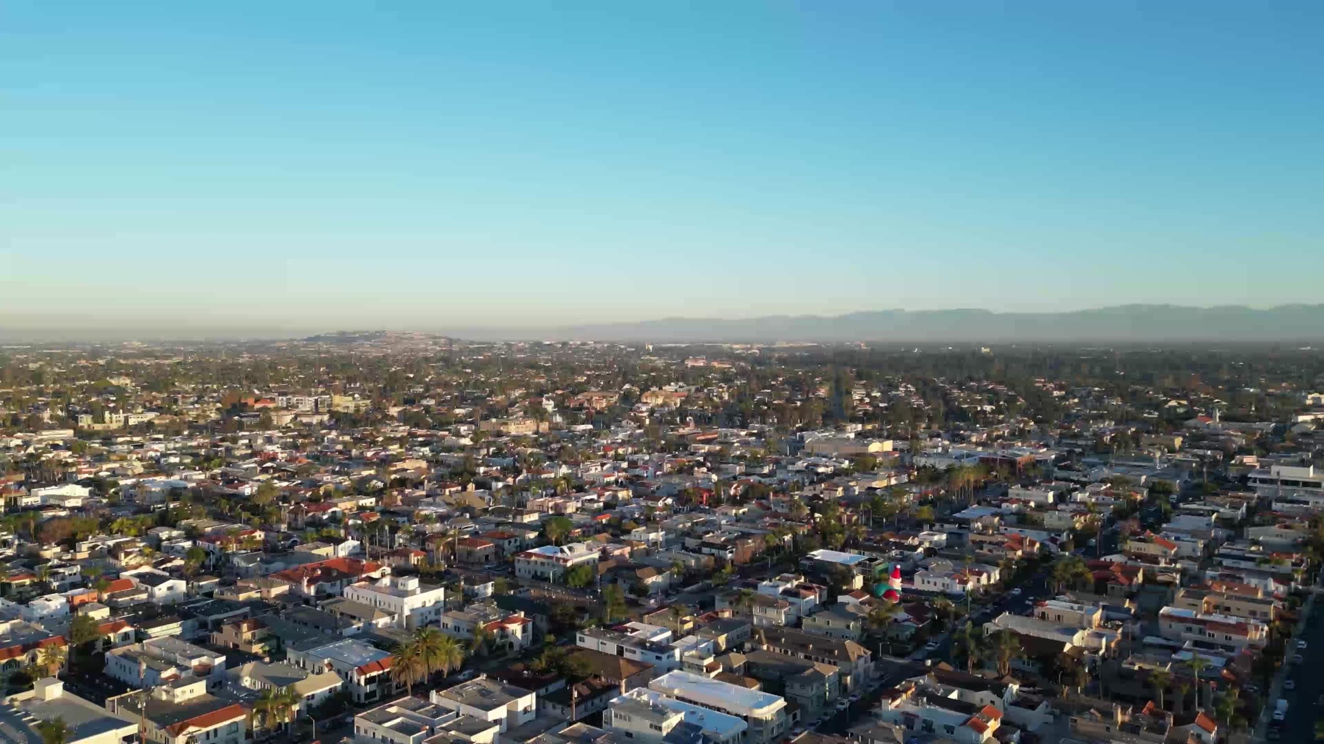 A Southern California neighborhood from the air, illustrative